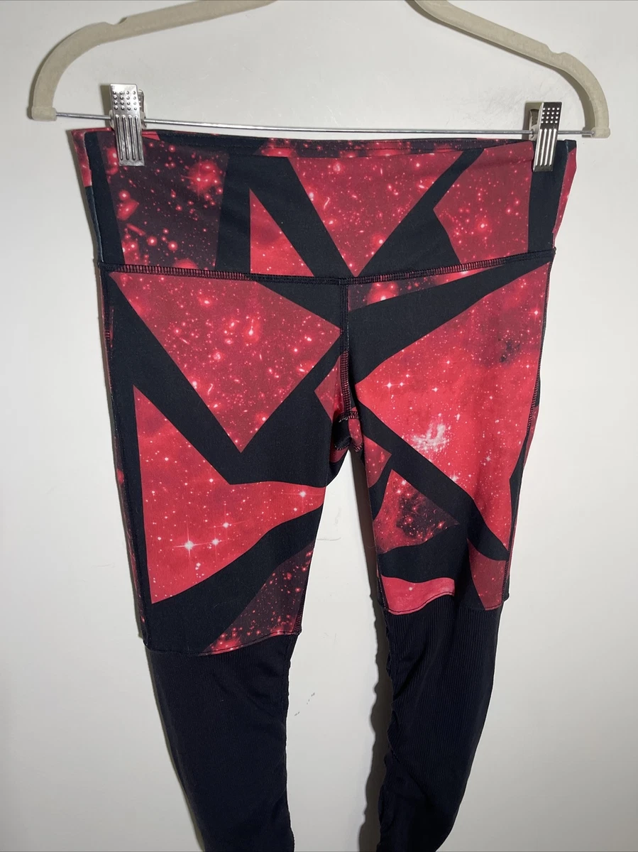 Alo Yoga Women's Leggings Red Black Print Goddess Legging in Galaxy Small S