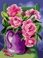 Orchidea Needlepoint canvas for halfstitch without yarn Roses in a Purple Jug...