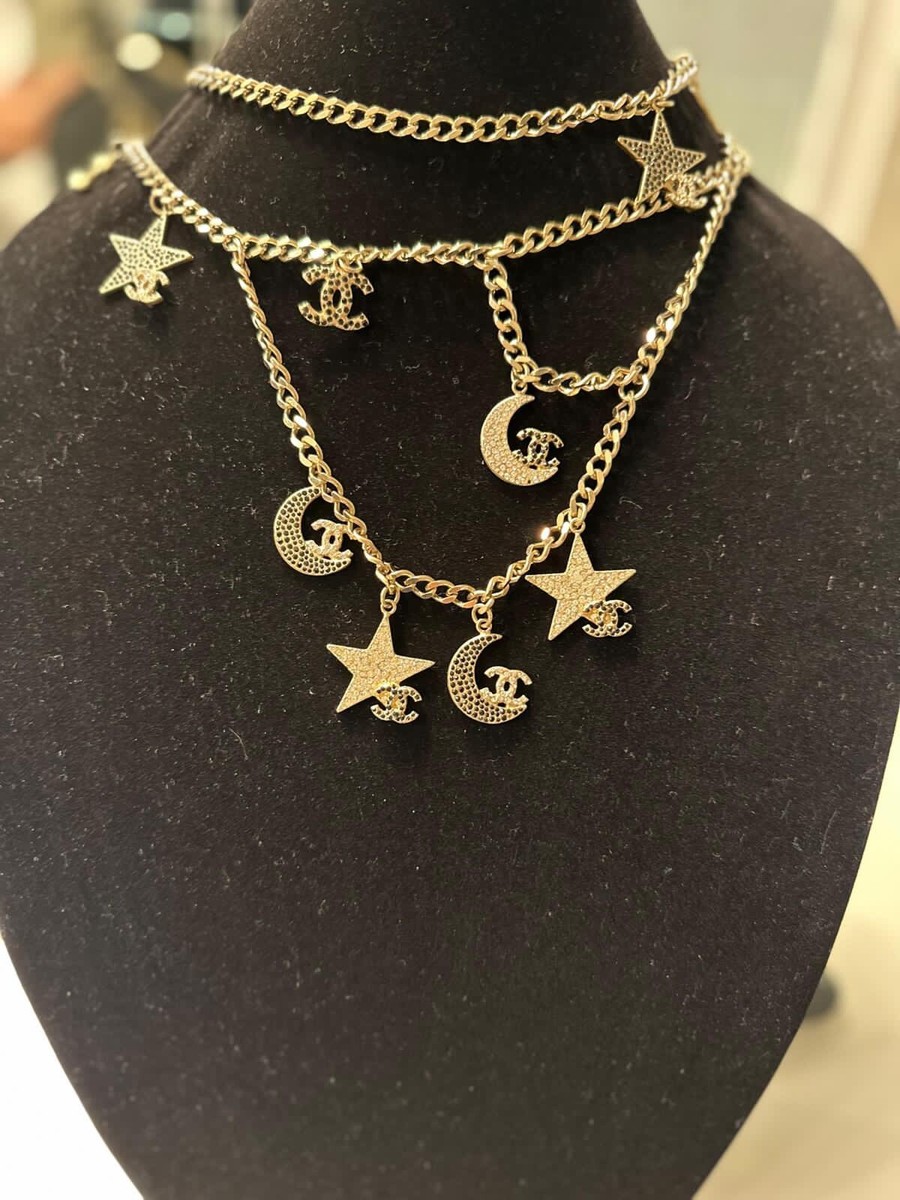 Rare Chanel 08P 2008 Spring Runway Stars Moon Gold Crystals  display picture 1