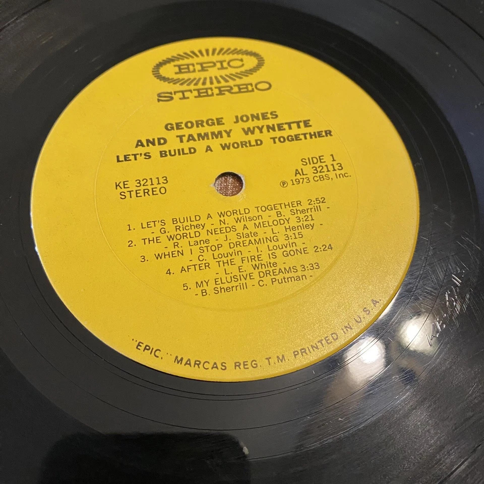 George Jones and Tammy Wynette Lets Build A World Together 1973 AUTOGRAPH George Foto 4 de 4