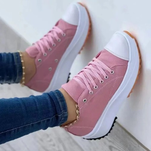 2025 New Speedy Classic White Canvas Shoes Women Sneakers Solid Lace-Up - Picture 18 of 29