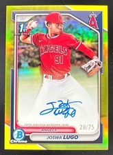 2024 Bowman Chrome Autographs Yellow Refractor #CPA-JL Joswa Lugo RC Auto /75