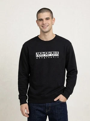 NAPAPIJRI Geographic Logo Black Sweatshirt – Urban Streetwear Pullover M - Imagen 1 de 2