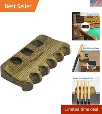 Wooden Pool Cue Holder with Weighted Metal Core - Holds 5 Cues Safely