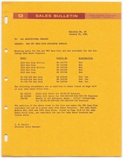 Vintage 1961 John Deere Sales Bulletin Dealership Memo #82 Snow Plow Attachment