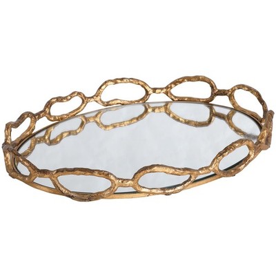 Uttermost 17837 Cable Gold Leaf Chain Mirrored Tray
