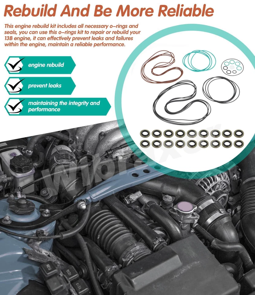 For Mazda RX-7 13B Rotary Engine Full O-Ring Seal Set for Turbo and Non Turbo - Image 3 of 4