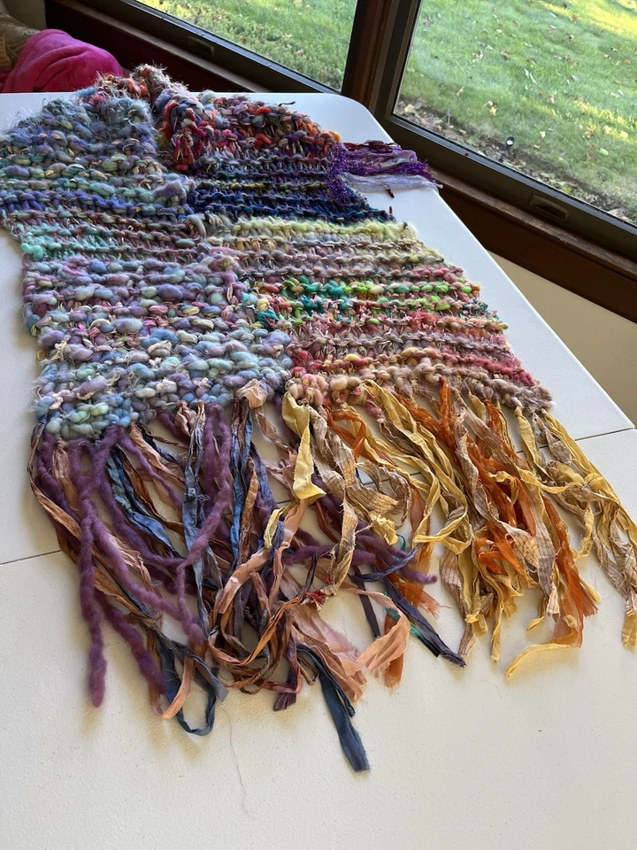 Poncho tejido a mano hilo artístico boho hippie genial Foto 3 de 4