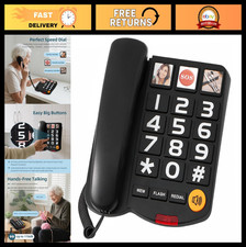 Extra-Loud 110dB Corded Phone for Seniors, Hearing Impaired, Large Buttons, Spea