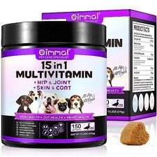 15-in-1 Multivitamin Supplements for Dogs - Glucosamine, Probiotics, Skin 