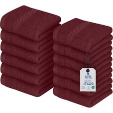 Face Towels 12 Pack 100 Percent Cotton Pomegranate 12x12 Inch Wash Cloth