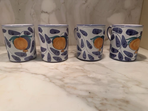 Desuir Stefano Camastra Hand Painted Italian Pottery Mugs Set Of 4 
