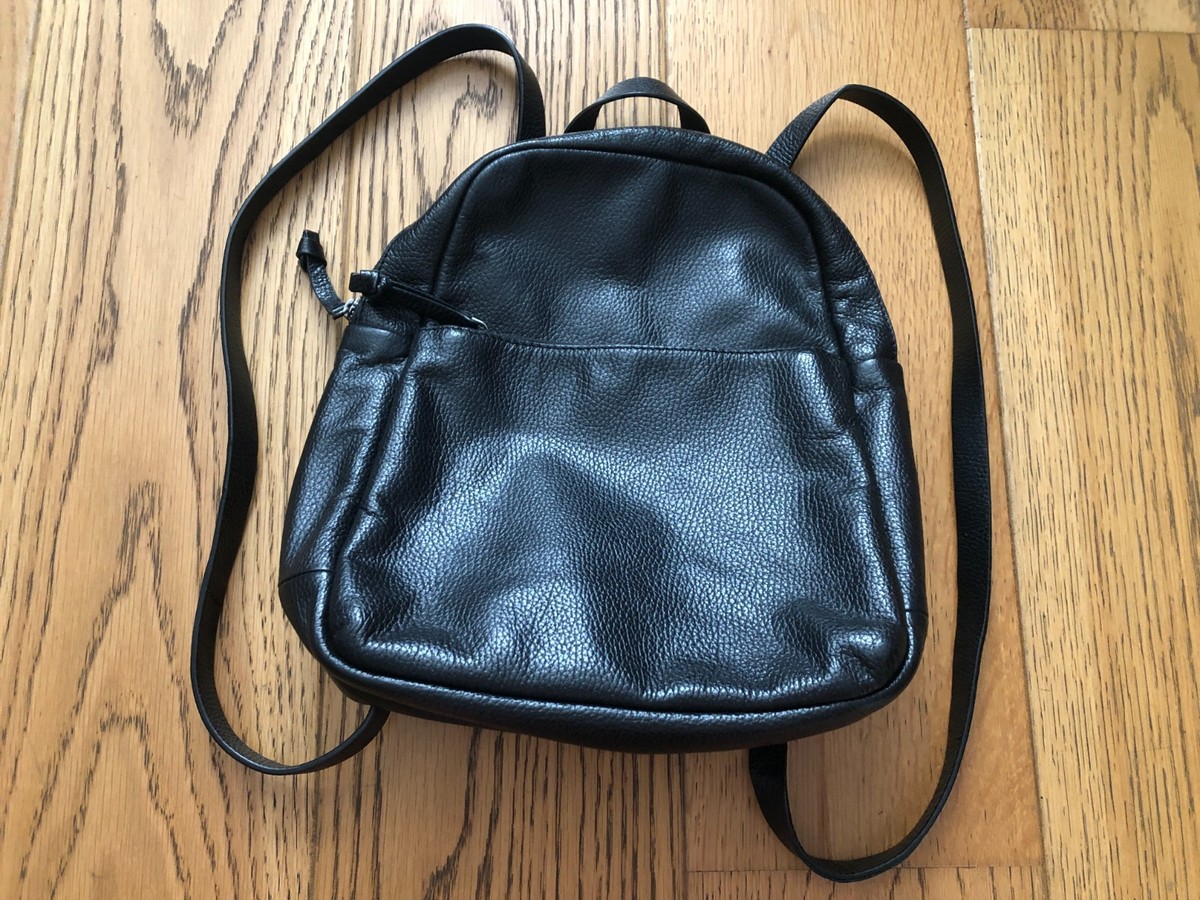 CLARKS PEBBLE GRAIN LEATHER RUCKSACK BLACK MEDIUM BAG MULTI POCKET