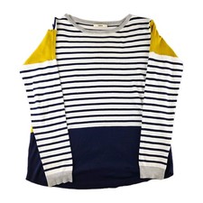 Oasis Jumper Womens Medium Navy White Striped Long Sleeve Sweater Lightweight 