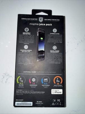 NIB New Mophie Black Juice Pack Battery for iPhone 6 6s Plus