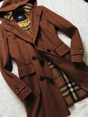 Men Coat Burberry London duffle Coat  melton Wool Overcoat M 48 46 brown Spain