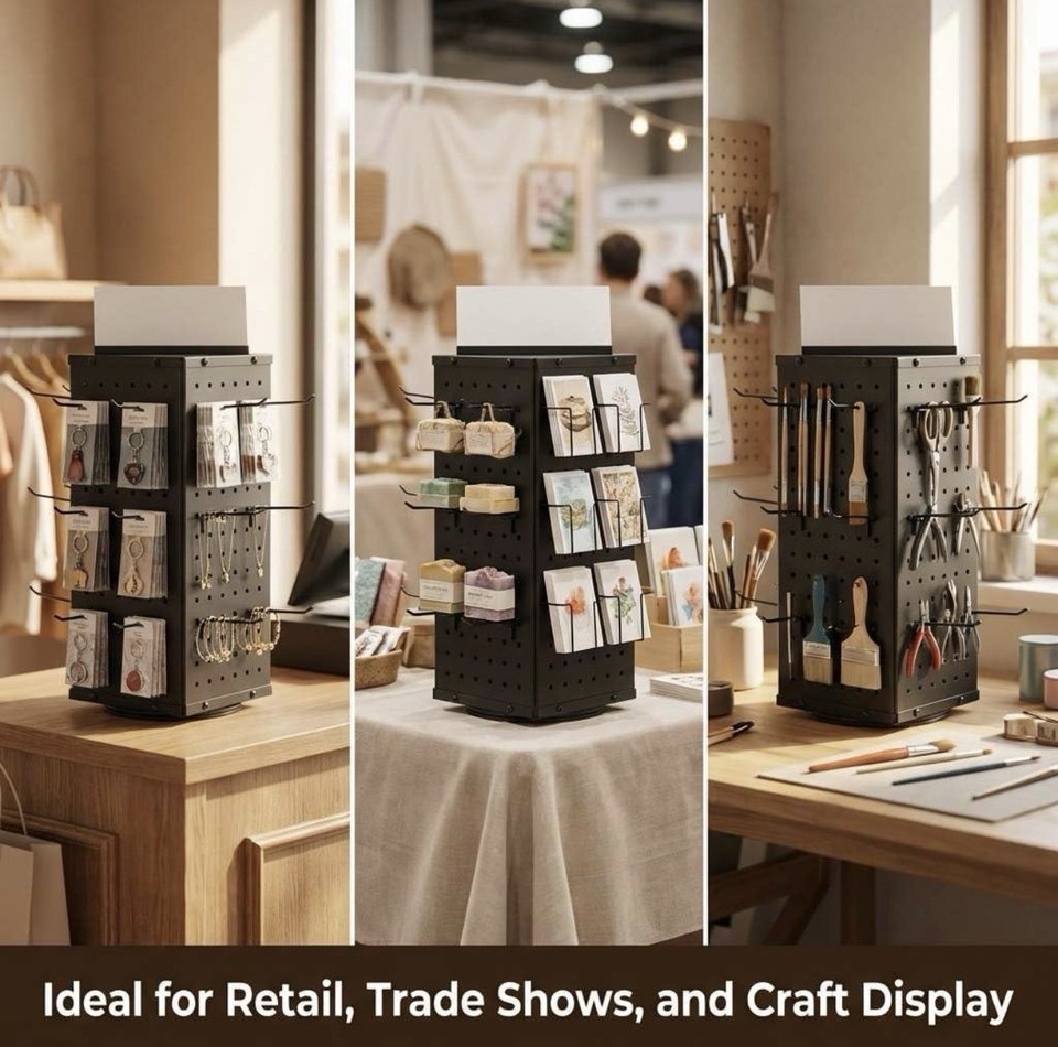 24 Hook Rotating Pegboard Display Stand 4-Sided Metal Spinner Rack ...