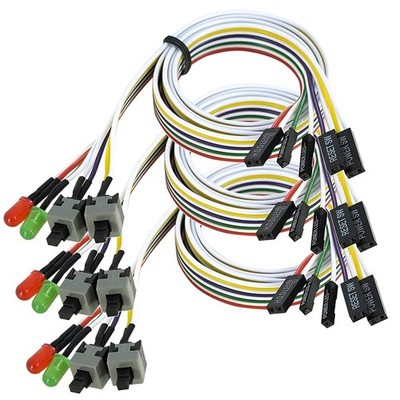 3 Pack Desktop Computer PC Case Power Supply On Off Reset Push Button Switch ATX