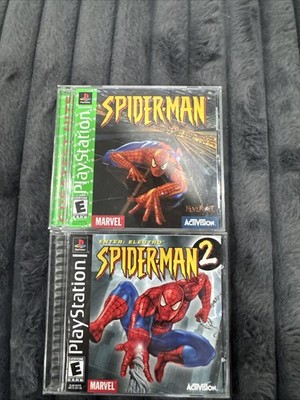 Spider-Man 1 & 2 Enter: Electro Sony PlayStation 1 PS1 CIB complete video games