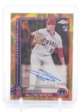 SAMUEL ALDEGHERI 2025 TOPPS CHROME ROOKIE GOLD ORANGE LAVA AUTO /85 Q0027