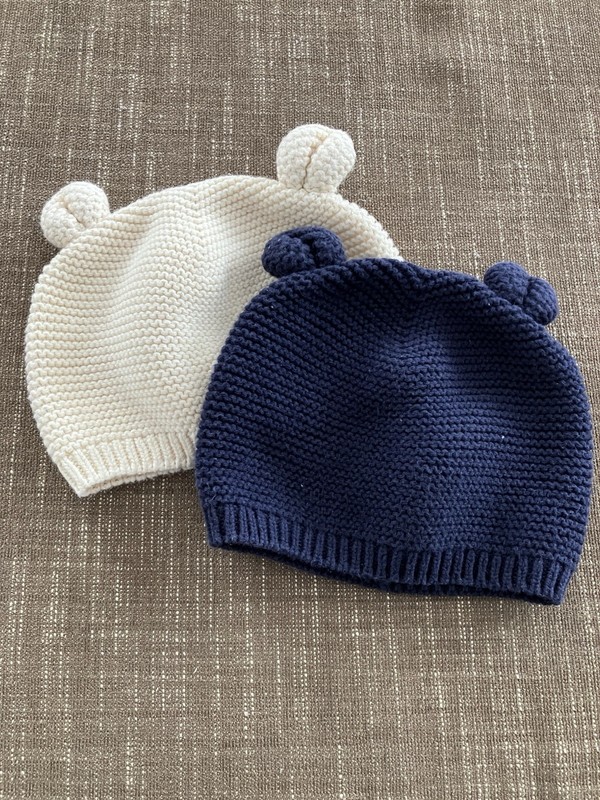 lot of 2 Toddler Winter Hats Baby Gap 12-18 Months Navy And Cream Barely Used