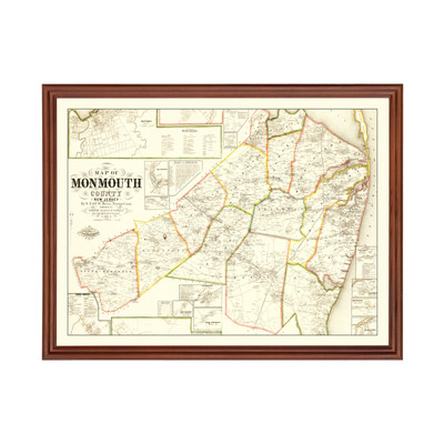#ad #ad Old Map of Monmouth County NJ 1861 Vintage New Jersey Art $219.99