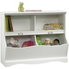 Sauder Pogo Engineered Wood Bookcase/Footboard in Soft White Finish