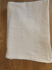 Ivory 100 Cotton Blanket  Twin Size 92 73 Made In USA  Excellent Condition