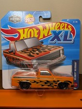 NEW 2026 Hot Wheels XL '83 Chevy Silverado Pickup Truck Orange W/ Flames - HTF