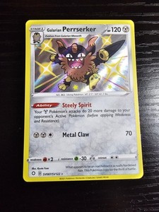 Galarian Perrserker SV087/SV122 Shining Fates Shiny Holo Rare Pokemon Card - NM