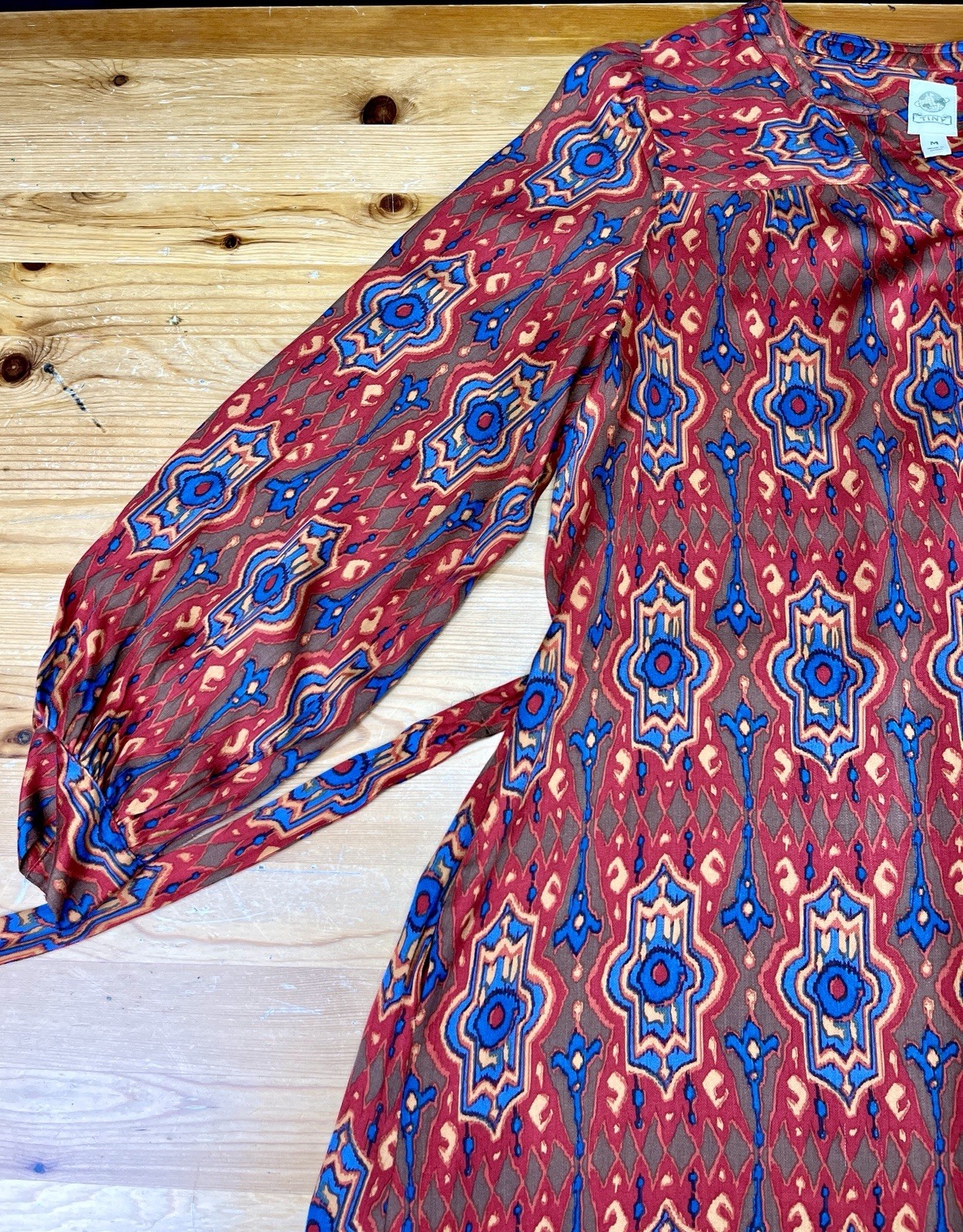 TINY Dress Medium Red Aztec Print Anthropologie R… - image 11