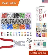 Versatile Snap Fastener Kit - 200 Assorted Metal Buttons for DIY Creations