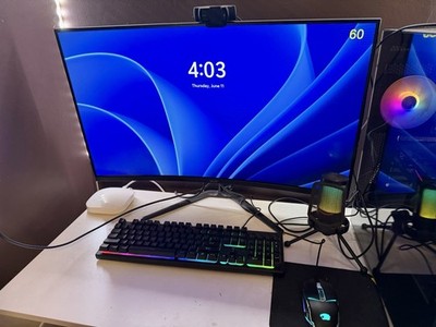 Complete Gaming & Streaming Setup PC Monitor Webcam RGB Mic Keyboard & Mouse