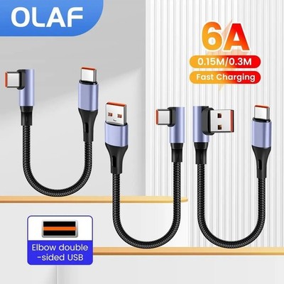 Typ C USB-C USB Kurz 90° Winkelkabel schnell Ladekabel für Samsung Huawei
