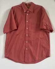 Roundtree Yorke Gold Label Mens Red No Iron Dress Shirt Short Sleeve Large