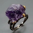 Rough gem jewelry Natural Amethyst Ring 925 Sterling Silver Size 8.5 /R435700