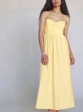 NWT Reformation Dovie Dress Womens Butter Yellow Maxi L Organic Cotton