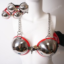 Stainless Steel Chastity Bra Lockable Adjustable Breast Bondage For Women SUBS