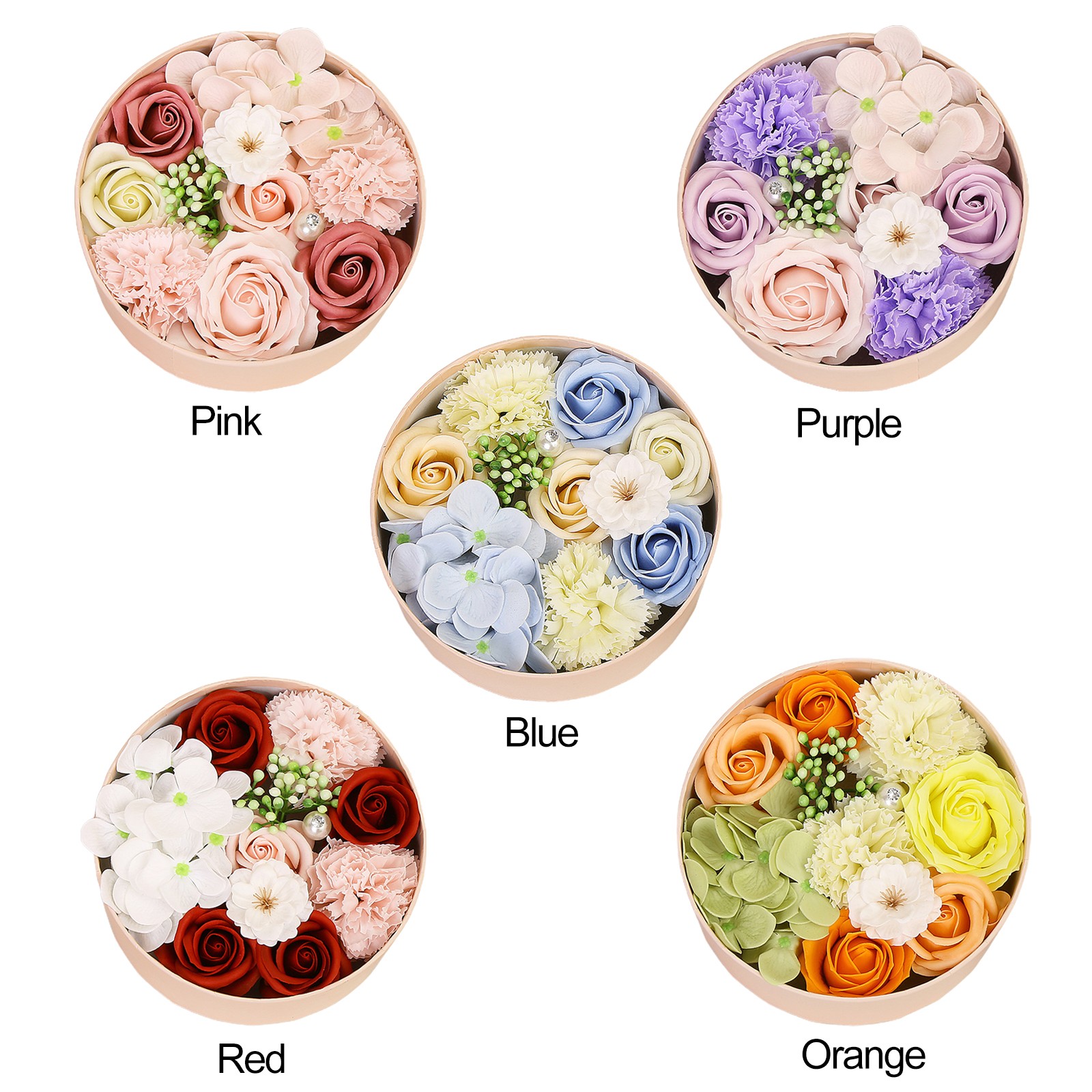 Artificial Flowers Combo Box Simulation Fake Flower Round Box Valentine's D