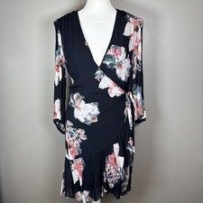 AllSaints Jade Violy Floral Wrap Mini Dress Size Small Navy Flowy Lightweight