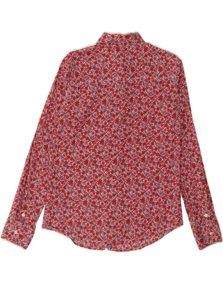 Camisa BENETTON Mujer UK 6 XS Roja Floral Algodón DE06 Foto 2 de 4