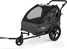 Kids Bike Trailer 2 in1 Canopy Carrier Converts to Stroller Suitable 1 to 2 Kids