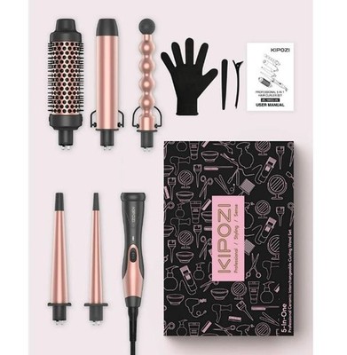 Kipozi 5 In 1 Curling Iron Wand Set, Instant Heating, With 4 Ceramic Barrels