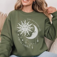 Celestial Sun Moon Crewneck Sweatshirt Where Attention Goes Energy Flows