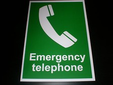 EMERGENCY TELEPHONE sign Plastic , Sticker & Holed . A6 A5 A4 & A3