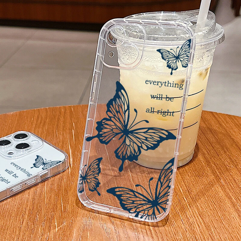 For iPhone 15 14 13 Pro Max 12 11 XR 8 Clear Silicone Butterfly Phone Case Cover - Image 2 of 4
