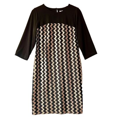 chico's holiday dresses Chicos NWOT Black Sequin Dress Christmas Holiday party Sz 1 (8-10) 3/4 Sleeve
