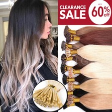 CLEARANCE Invisible Pre-bonded I Tip Human Hair Extensions Real Human Hair US