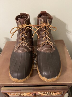 LL BEAN Men Maine Hunting Shoes Size 9 Dark Brown 6 Inch Duck Boots Vintage Usa