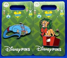 Disney Parks 2 Pin Lot CHRISTMAS 2023 Genie + Simba - NEW!